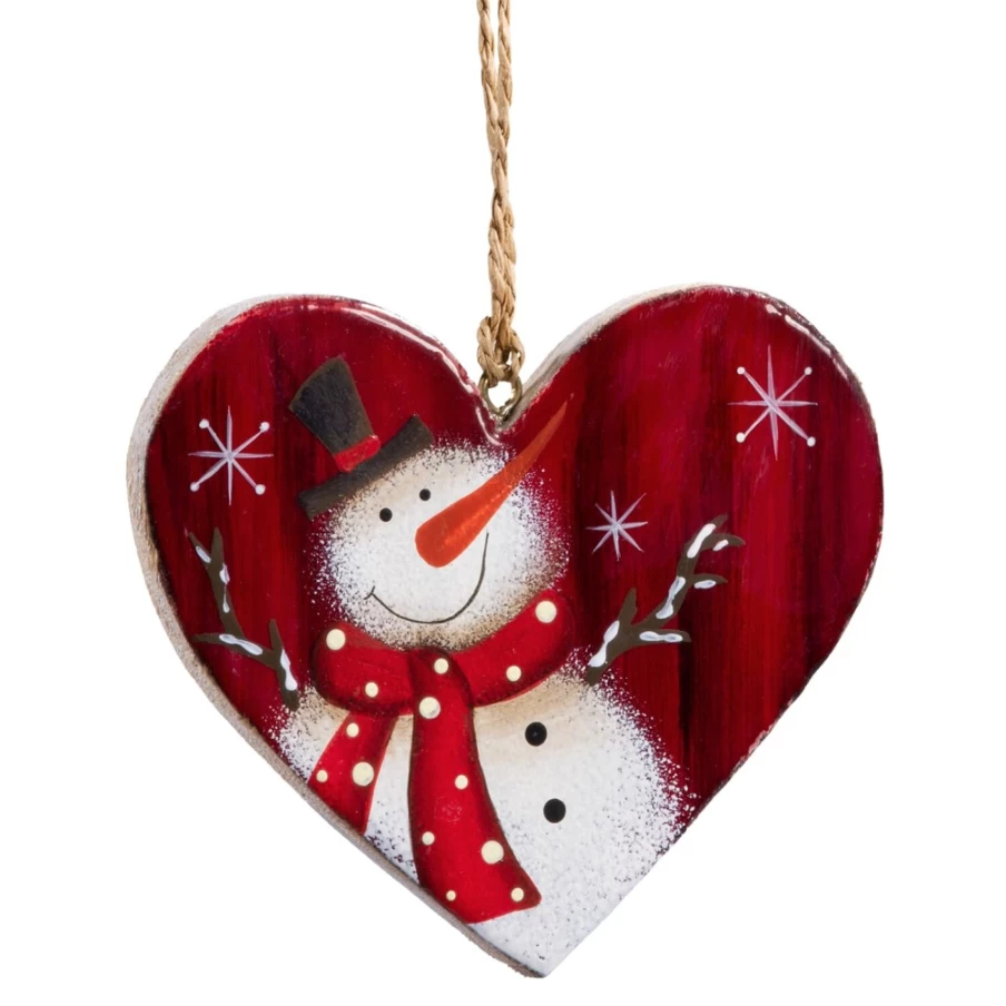 "Käthe Wohlfahrt Heart Ornament - Snowman Wearing Top Hat Christmas Decoration"