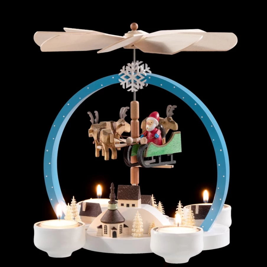 "Käthe Wohlfahrt Tealight Pyramid - Colorful Christmas Magic Decoration"