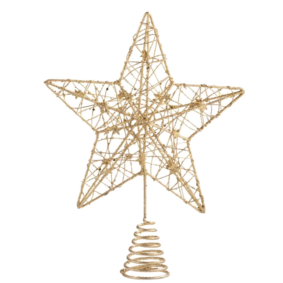 Käthe Wohlfahrt Gold Glitter Tree Topper Star with Decorative Little Stars - Christmas Tree Decoration