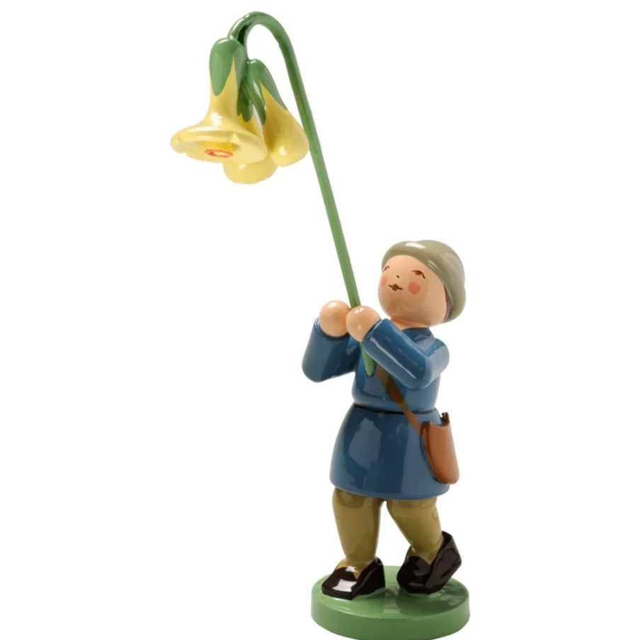 "WENDT & KÜHN Collectible Boy With Cowslip Figurine – Handcrafted German Porcelain Decor"