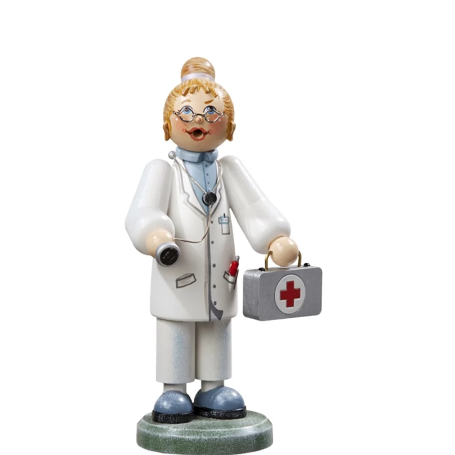 Käthes Original Holzknödll "Doctor" Incense Smoker - Handcrafted German Wooden Figurine for Aromatic Home Decor