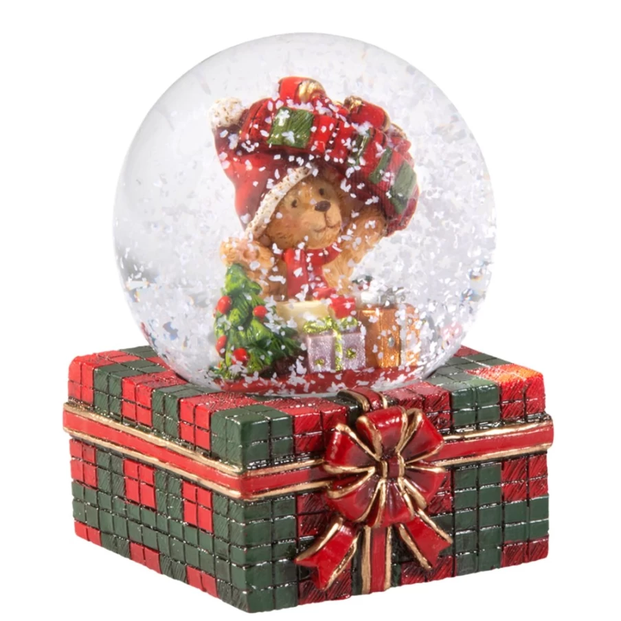 Käthe Wohlfahrt Snow Globe "Teddy's Gifts" - Collectible Christmas Teddy Bear Decorative Ornament