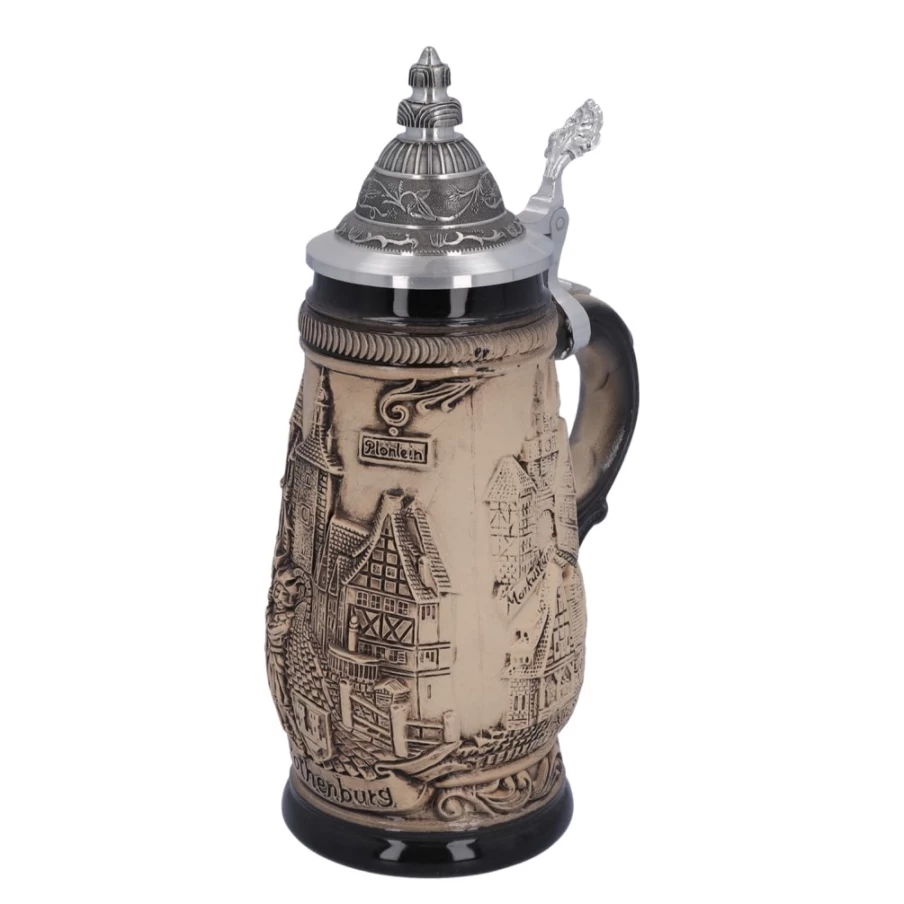 "Käthe Wohlfahrt Rothenburg 0.25L Beer Stein with Tin Lid – Traditional German Collectible"