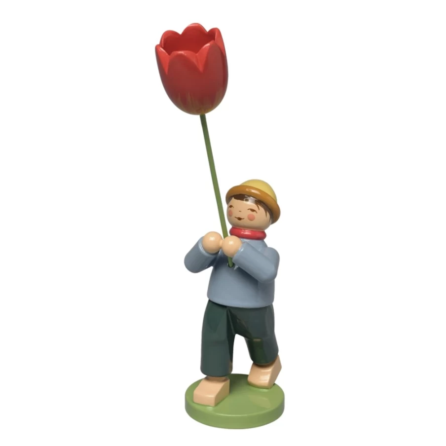 "WENDT & KÜHN Boy With Tulip Figurine – Handcrafted German Collectible"