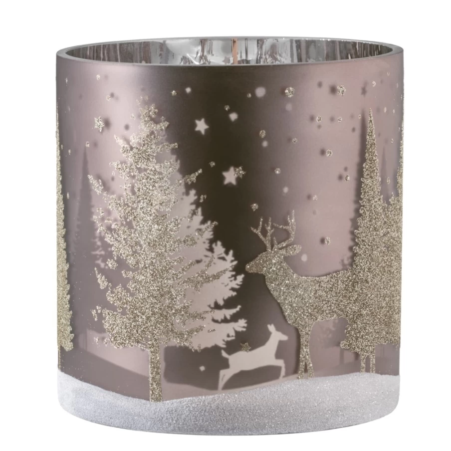 Käthe Wohlfahrt Taupe Deer In The Forest Candle Holder – 15Cm Decorative Rustic Home Décor