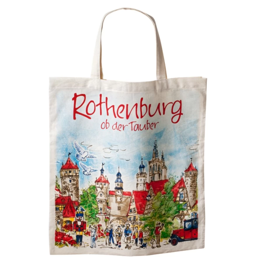"Käthe Wohlfahrt Cotton Bag - Rothenburg Themed Reusable Tote for Shopping & Travel"