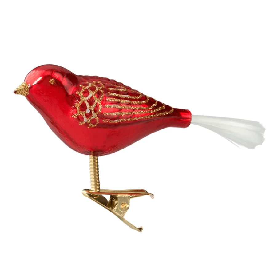 "Poesie in Glas Red Glass Bird Decorative Figurine"