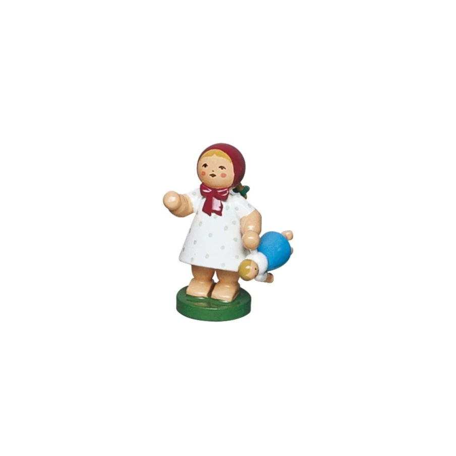 "WENDT & KÜHN Collectible Girl With Doll Figurine – Handcrafted German Porcelain Decorative Piece"