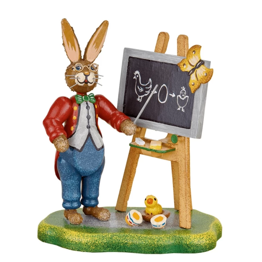 "Hubrig Volkskunst Rabbit School Teacher Figurine – Handcrafted Collectible Decor"
