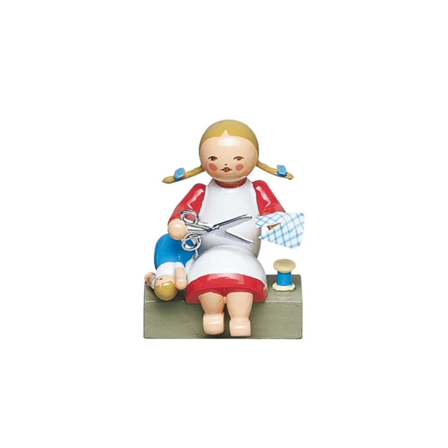 "WENDT & KÜHN Collectible Girl With Scissors Figurine – Handcrafted German Porcelain Decor"