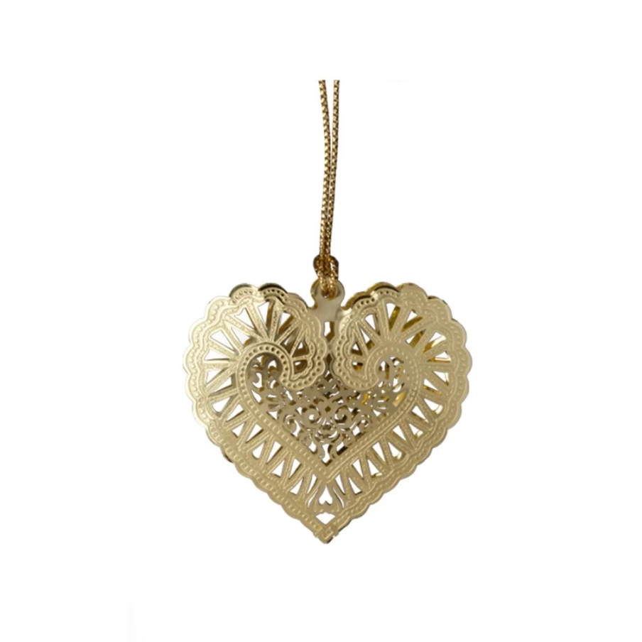 "Käthe Wohlfahrt Small Gold Heart Ornament – Christmas Collectible"