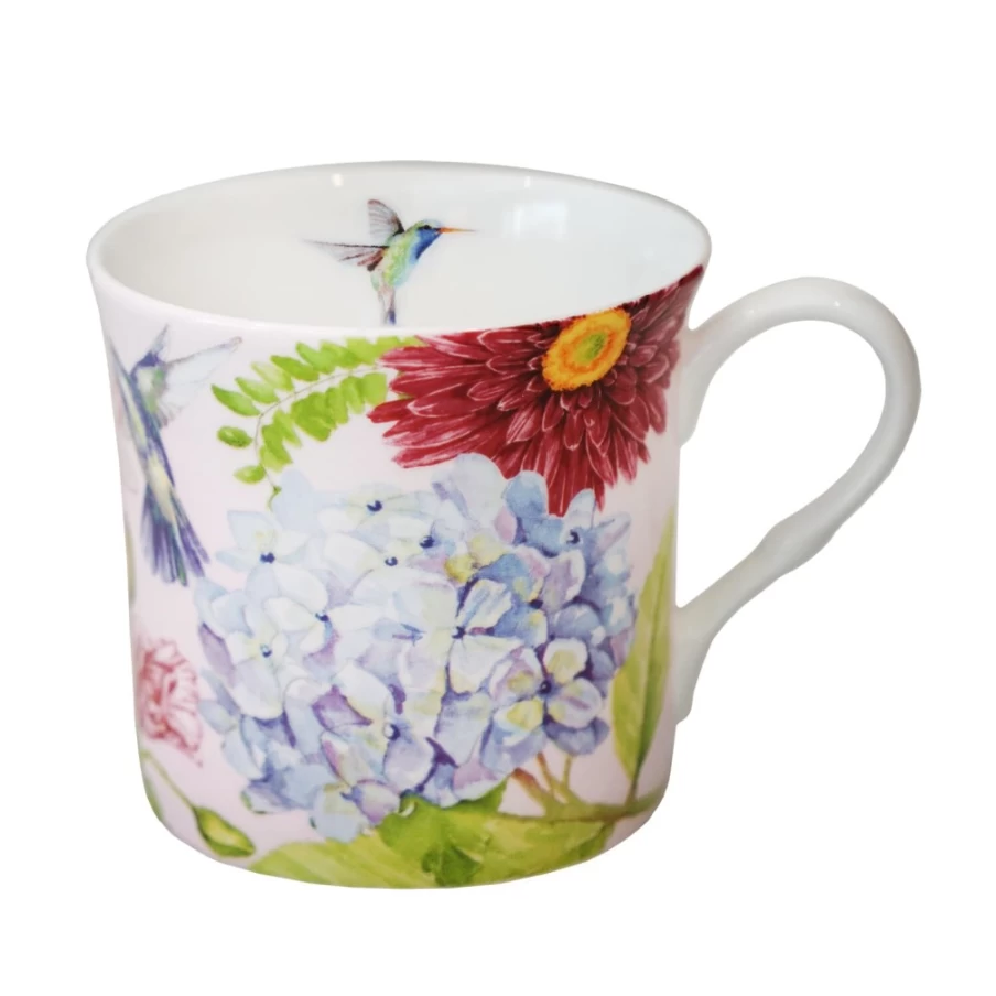 "Käthe Wohlfahrt Porcelain Tea Cup with Floral and Hummingbird Design – Handcrafted Elegant Collection"