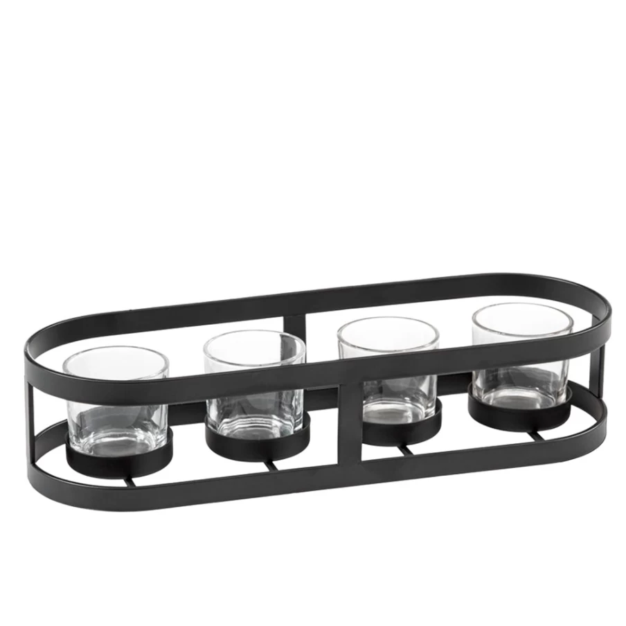 Käthe Wohlfahrt Black Oval Metal Tealight Holder - Decorative Candle Stand for Home Decor