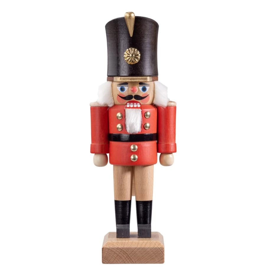 HODREWA 8.1 Inch Red Nutcracker Soldier Christmas Decoration - Traditional German Wooden Toy Guard Figurine for Holiday Decor