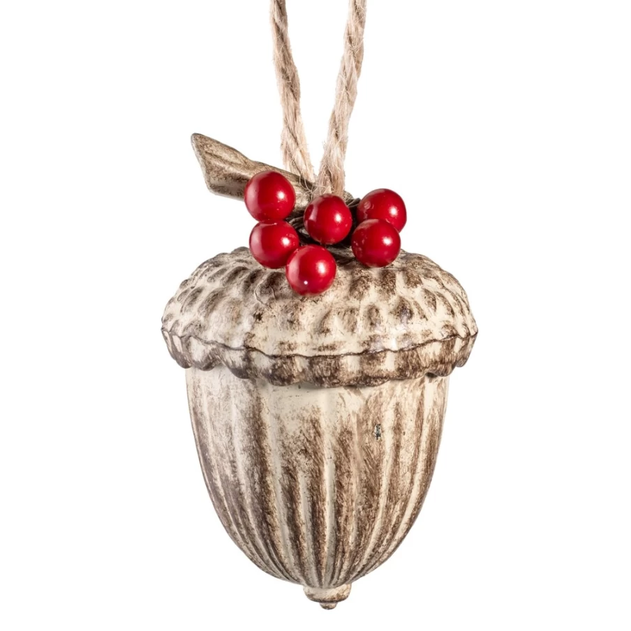 "Käthe Wohlfahrt Acorn Ornament with Red Berries – Handcrafted Christmas Decoration"
