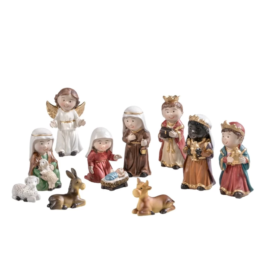 Käthe Wohlfahrt 11-Piece Children's Nativity Set - Handcrafted Christmas Nativity Scene for Kids