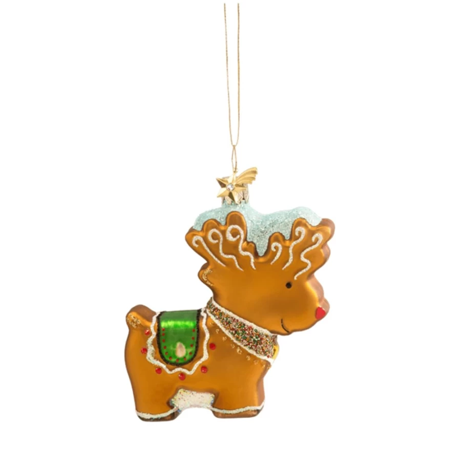 Poesie in Glas Gingerbread Reindeer Christmas Decor - Festive Holiday Cookie Ornament