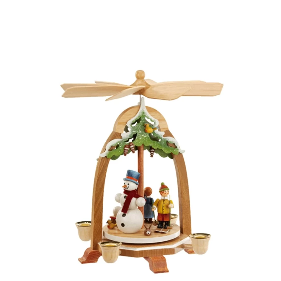 Käthes Original Pyramid "Snow Dance" Christmas Decoration - Handcrafted German Glass Ornament