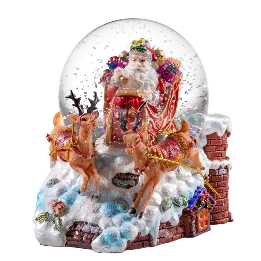Käthe Wohlfahrt Reindeer Sleigh Snow Globe - Handcrafted Christmas Decoration Collectible