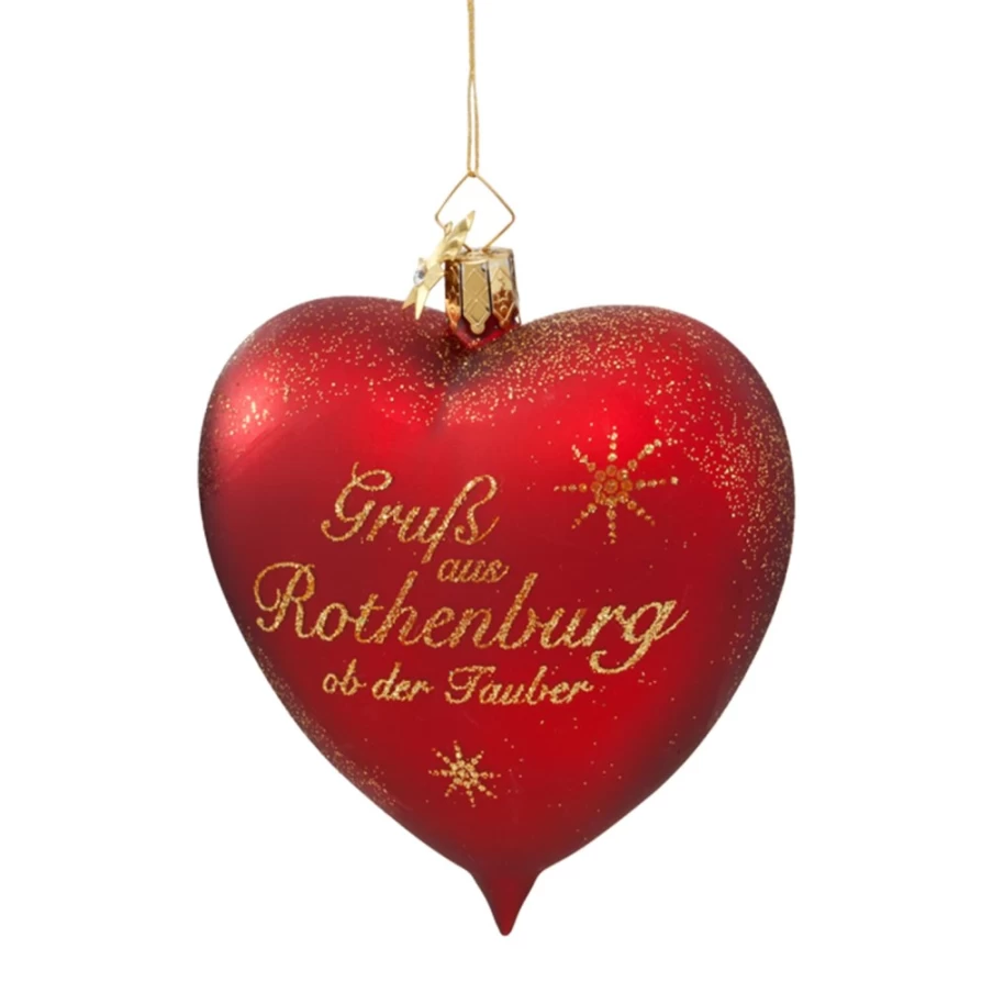 "Poesie in Glas Heart 'Grus Aus Rothenburg' - Elegant Glass Art Souvenir"