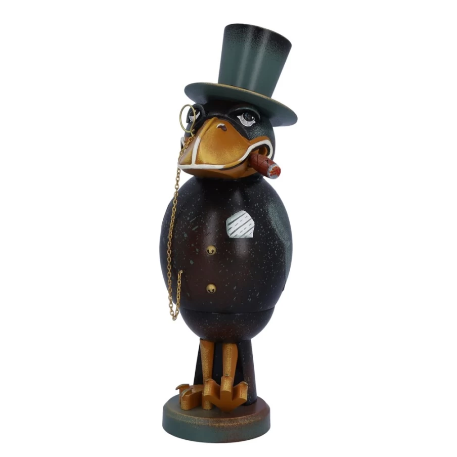 Käthes Original Holzknoddl "Raven" Incense Smoker - Handcrafted German Wooden Figurine for Aromatic Home Decor