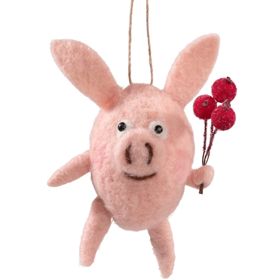 "Käthe Wohlfahrt Handmade Felt Piggy – Decorative Wool Felt Pig Collectible"