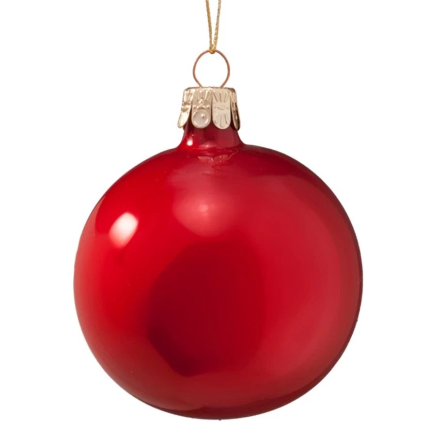 Käthe Wohlfahrt Opal Red Glass Christmas Bauble, 7cm Holiday Ornament