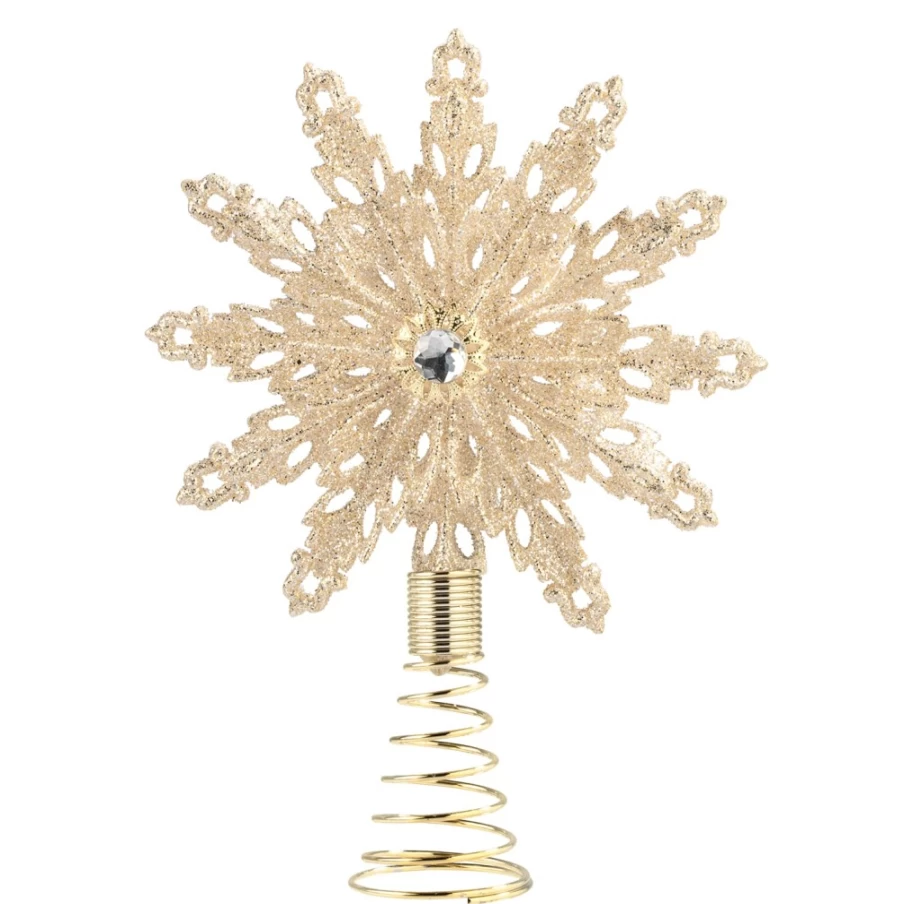 Käthe Wohlfahrt Champagne Snowflake Tree Topper - Elegant Christmas Decoration