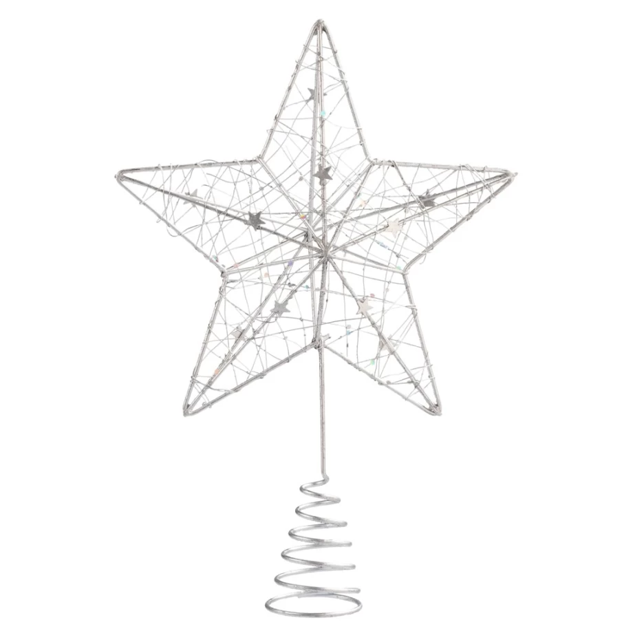 "Käthe Wohlfahrt Silver Christmas Tree Topper Star with Sparkling Little Stars"