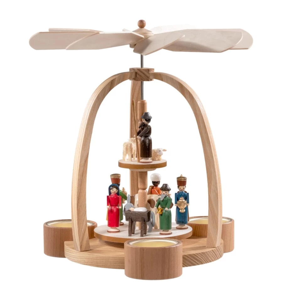 "Käthe Wohlfahrt Tealight Pyramid - Birth of Christ Nativity Scene Christmas Decoration"