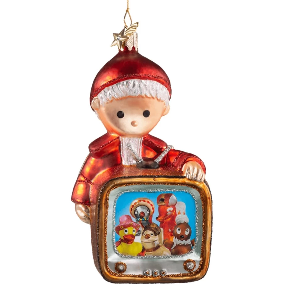 "Poesie in Glas Sandmännchen with TV - Decorative Collectible Figurine"
