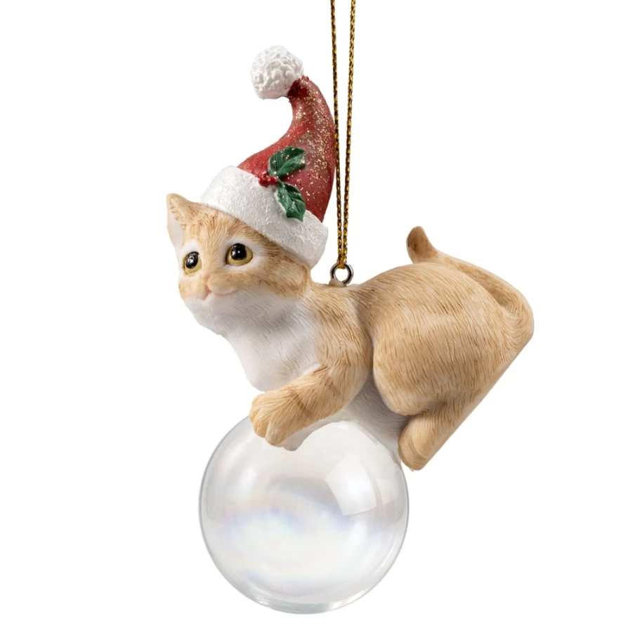 "Käthe Wohlfahrt Beige Kitten Christmas Bauble Ornament"