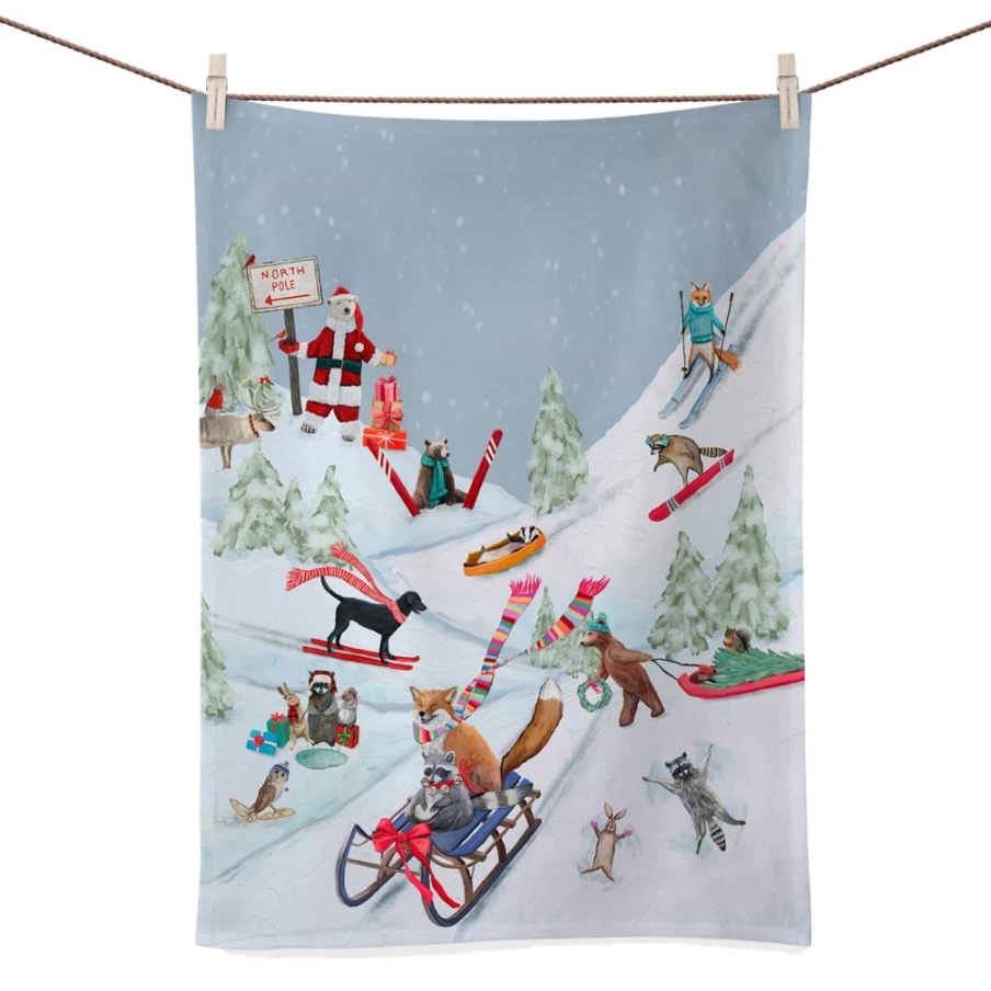 "Käthe Wohlfahrt Holiday Winter Fun Tea Towel - Festive Christmas Kitchen Towel"