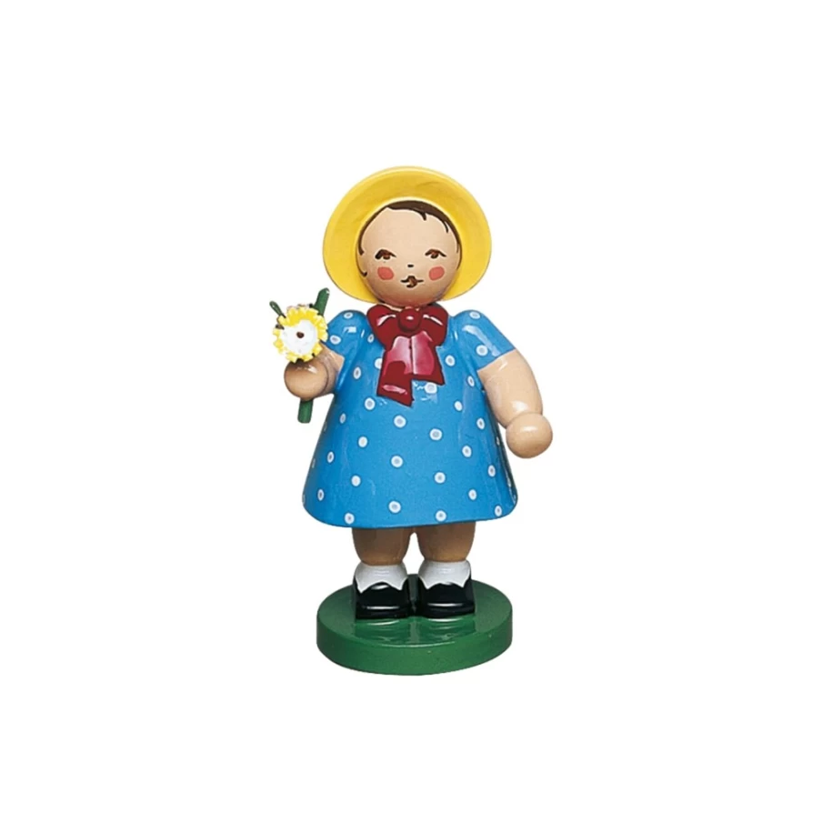 "WENDT & KÜHN Collectible Girl Figurine Holding Floral Bouquet – Handcrafted German Porcelain Decor"