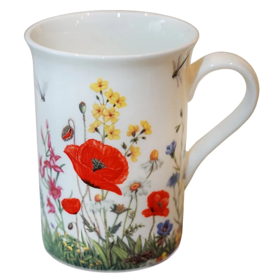 Käthe Wohlfahrt Handcrafted Porcelain Mug "Red Poppy" – Elegant Floral Design Coffee Cup