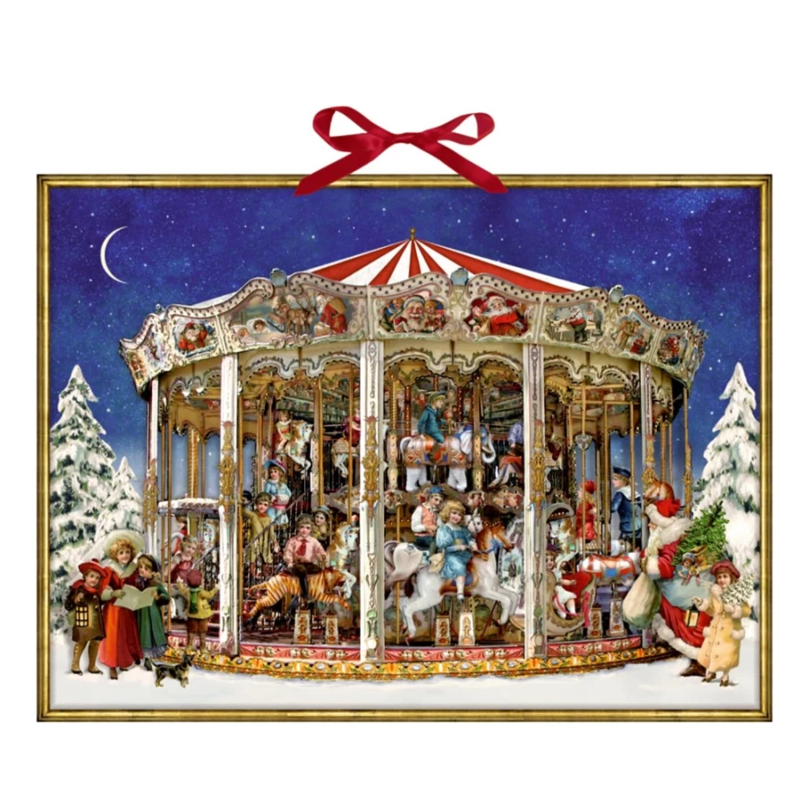 Käthe Wohlfahrt Nostalgic Christmas Carousel Advent Calendar - Handcrafted German Holiday Countdown Decor