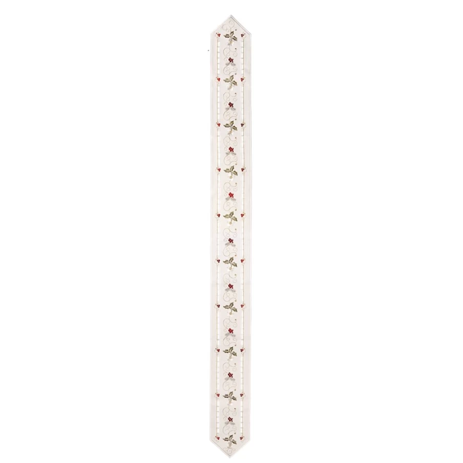 "Käthe Wohlfahrt Christmas Rose White Table Ribbon 15x160 cm Decorative Holiday Table Runner"