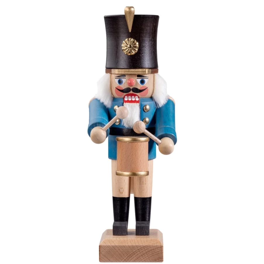 HODREWA Blue Drummer Nutcracker Soldier Figurine - 8.1 Inch Christmas Decoration Collectible