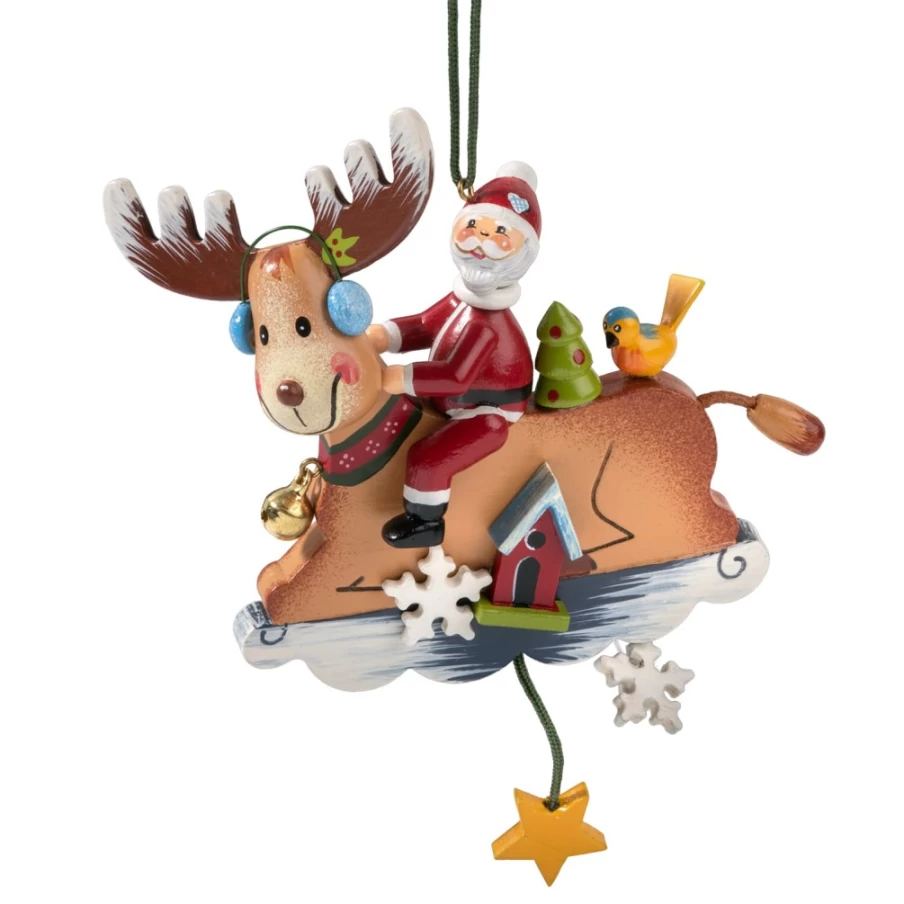 "Käthes Original Santa On Reindeer Christmas Figurine - Handcrafted Holiday Decoration"