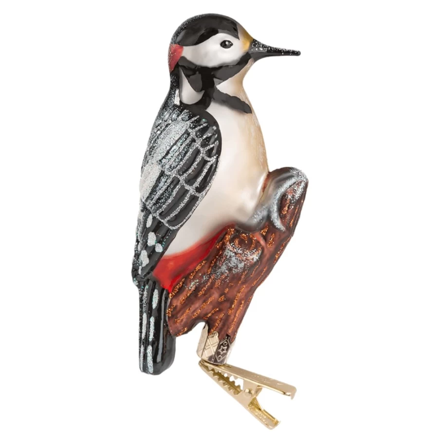 "Poesie in Glas Great Spotted Woodpecker Clip - Handcrafted Bird Accessory"
