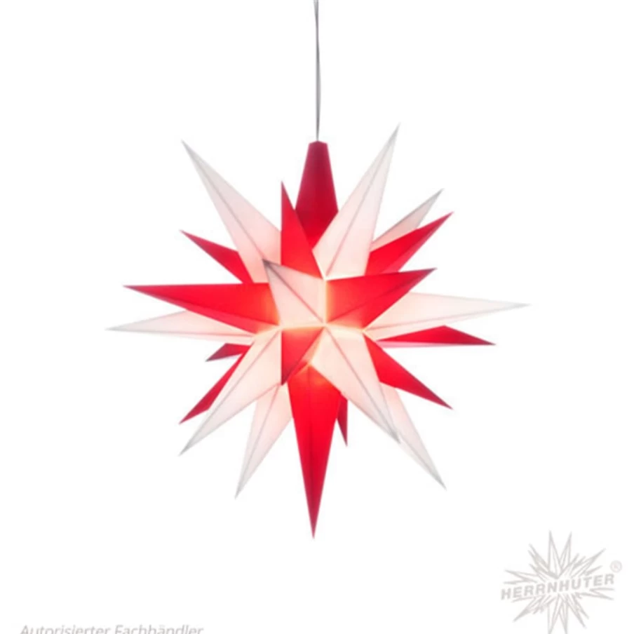 Herrnhuter Sterne 15.75 Inch White and Red Paper Star Christmas Decoration