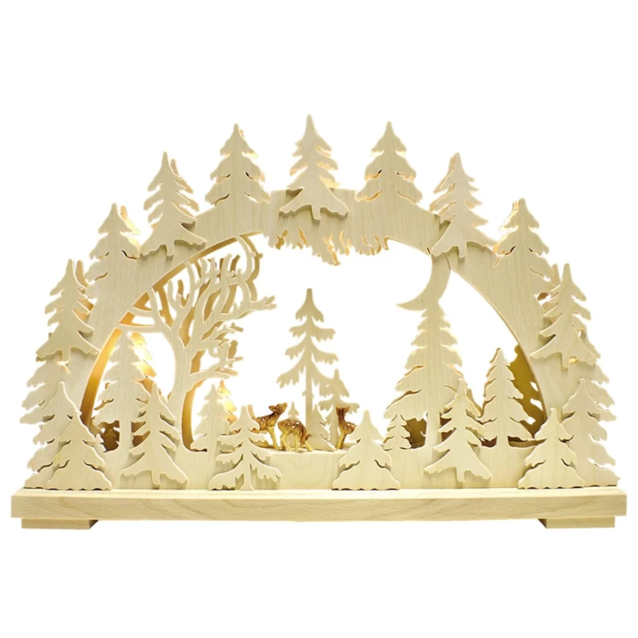 RATAGS Holzdesign Schwibbogen "Deer In The Dusk" LED Light with USB Plug, 115V Christmas Decoration