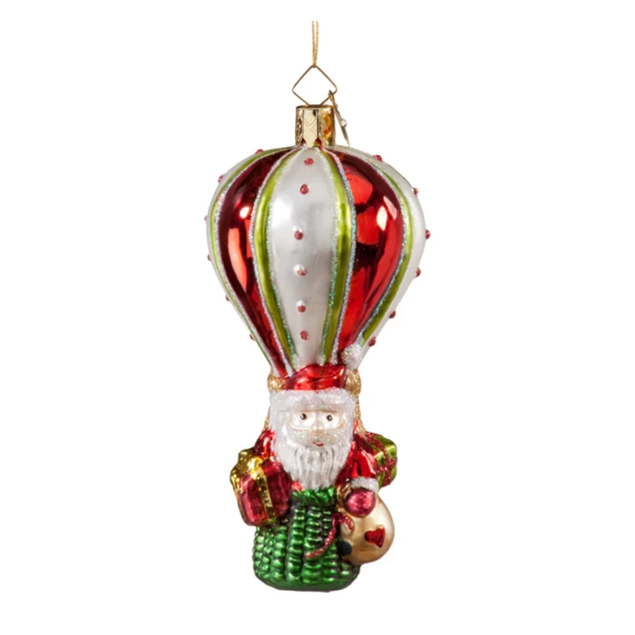 "Poesie in Glas Santa's Magical Hot Air Balloon Ride Christmas Decoration"