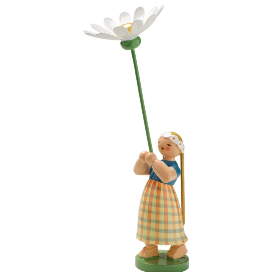 "WENDT & KÜHN Girl With Marguerite Figurine – Collectible German Porcelain Decoration"