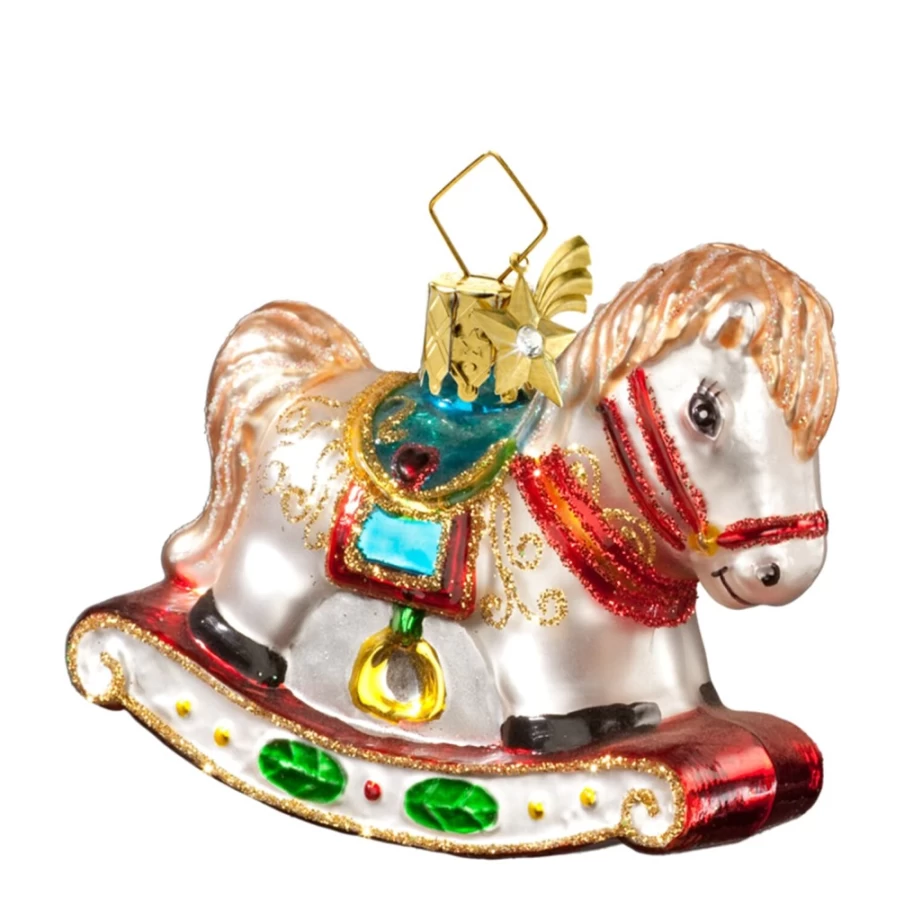 Poesie in Glas Blue Wooden Rocking Horse for Kids - Classic Nursery Decor & Toddler Ride-On Toy