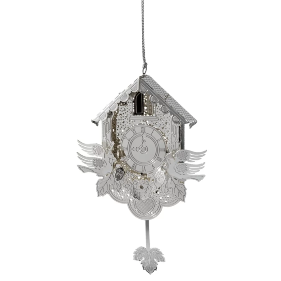 "Käthe Wohlfahrt Silver Cuckoo Clock – Authentic German Handcrafted Collectible"