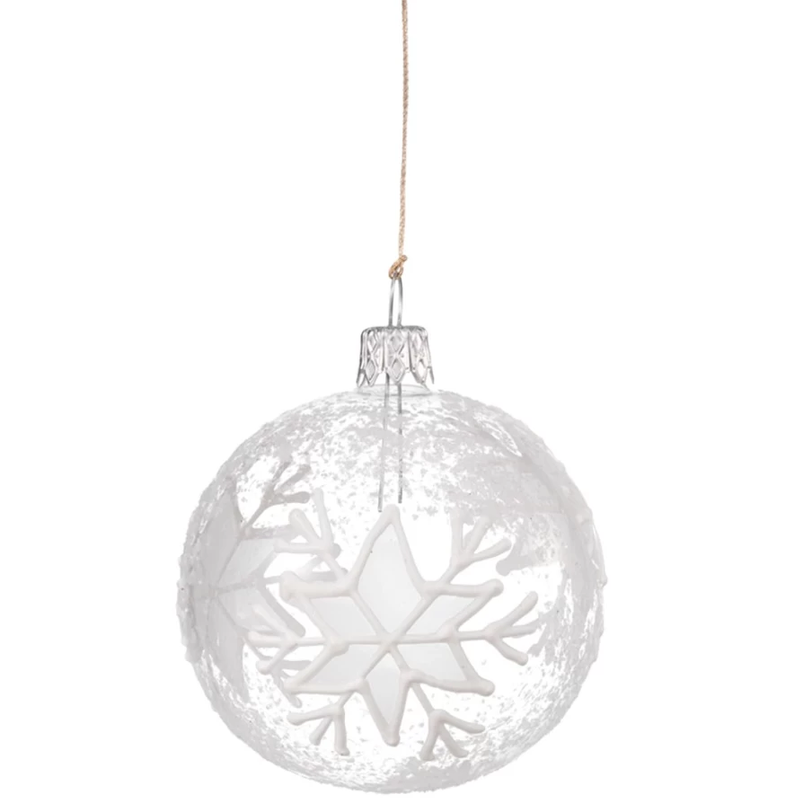 "Käthe Wohlfahrt 7cm Glass Bauble with White Snowflakes – Christmas Ornament"