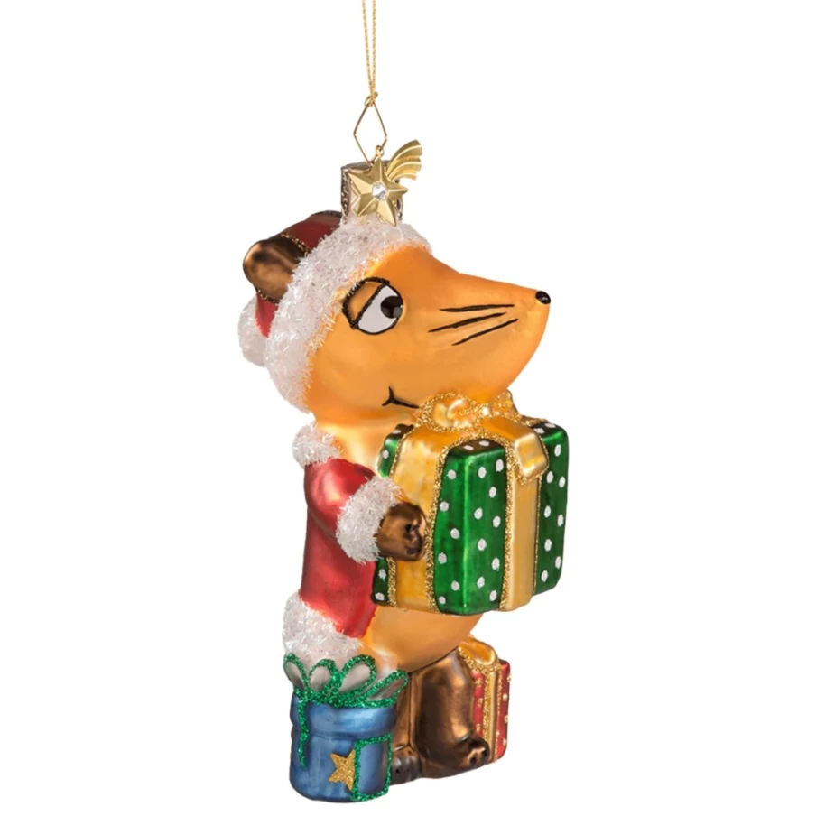 "Poesie in Glas The Mouse Dressed as Santa Claus - Festive Collectible Figurine"
