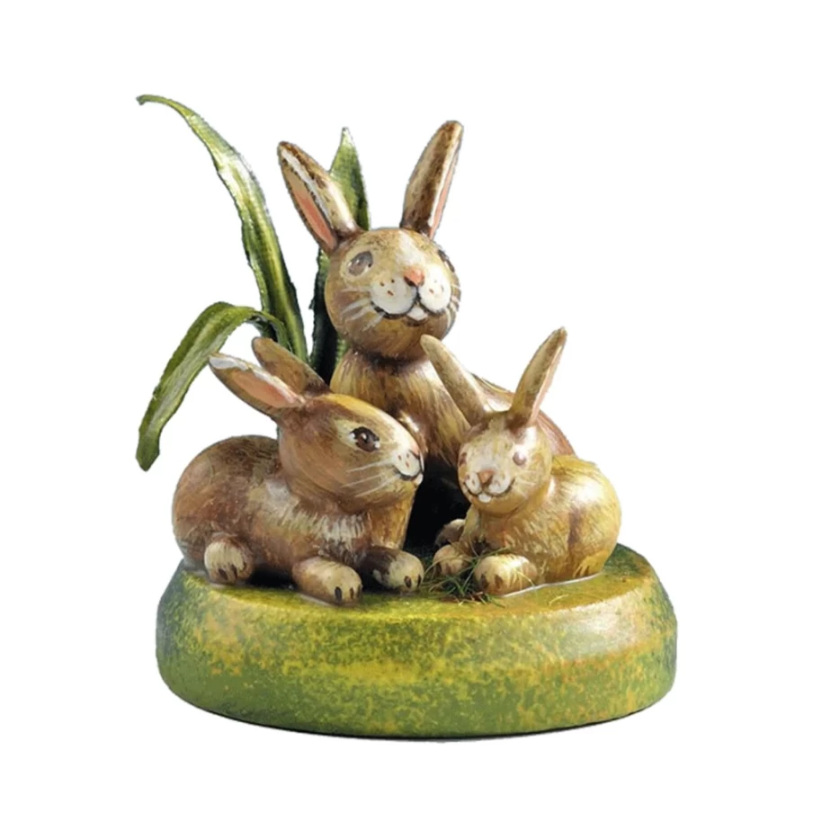 Kindertraum Hare Family Meadow Life Figurine - Handcrafted Garden Decor for Outdoor & Indoor Use