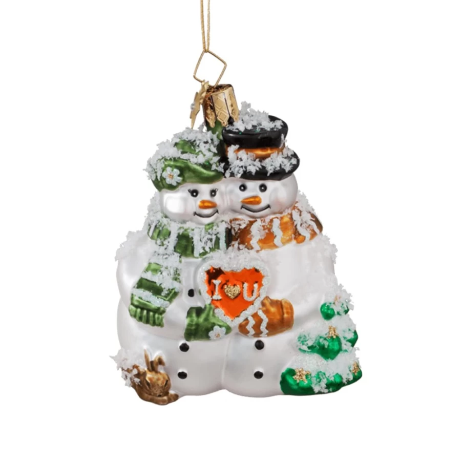 "Poesie in Glas Snowmen In Love - Romantic Winter Decor"
